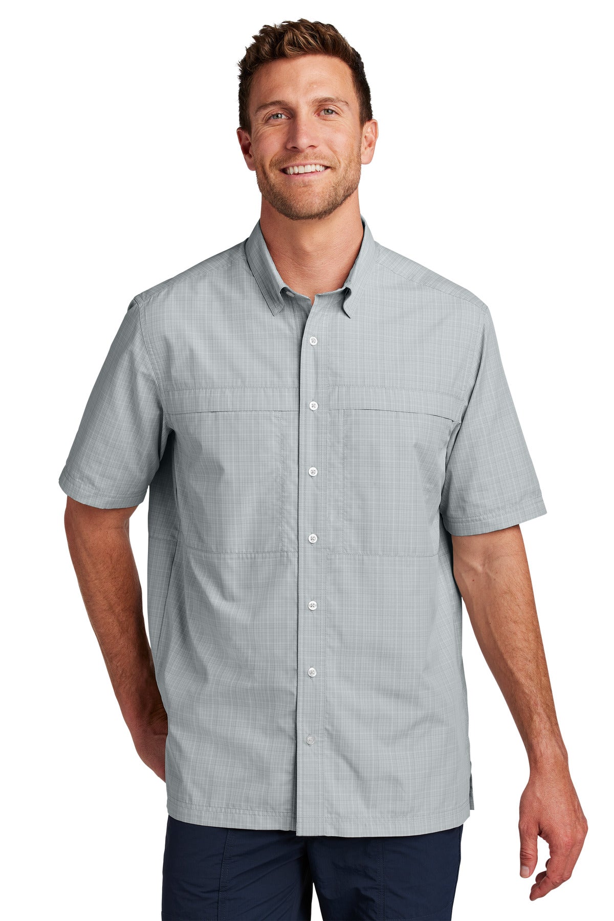 Silver/ Gusty Grey Crosshatch Plaid